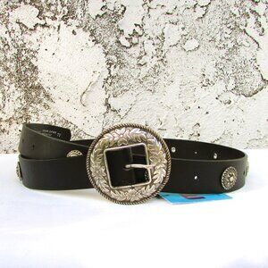 Martina Mori black leather studded belt O/S